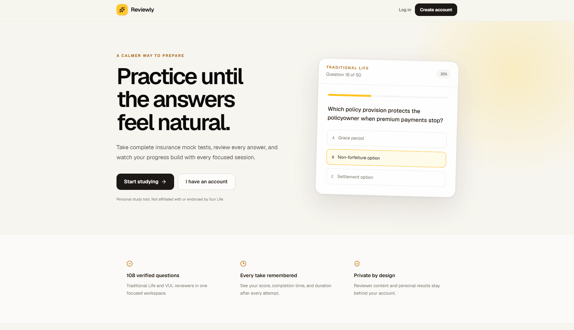 Reviewly insurance exam study website created by Jairus Gaite