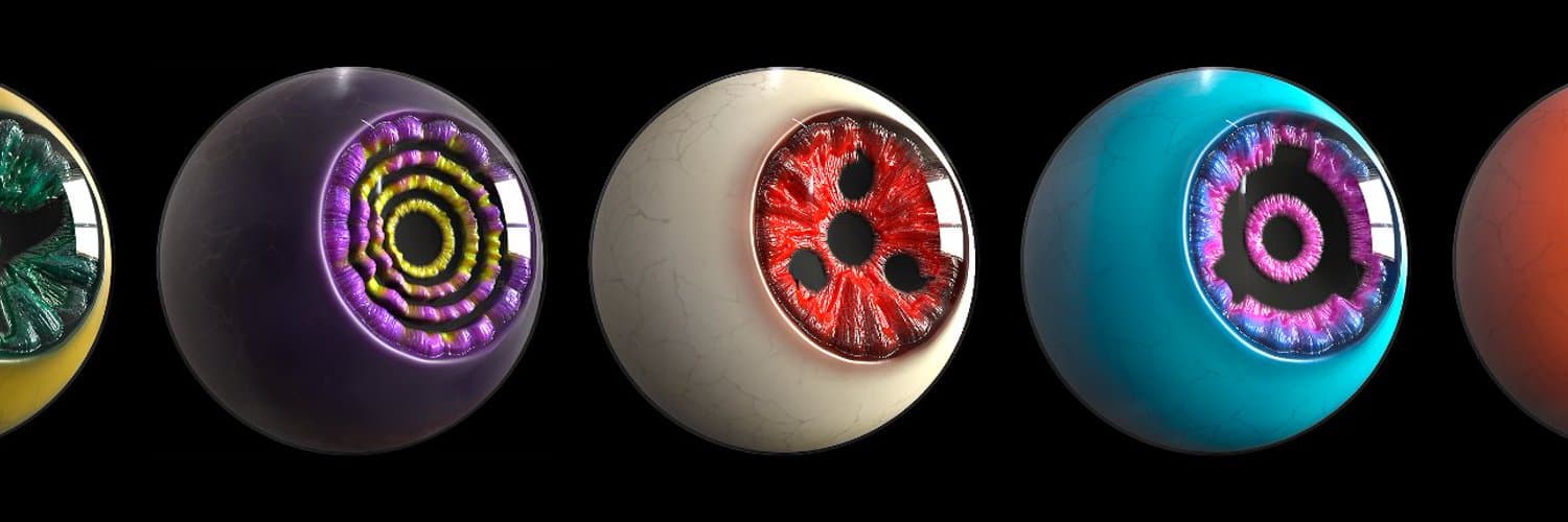 Infinigan collection artwork featuring colorful illustrated eyes